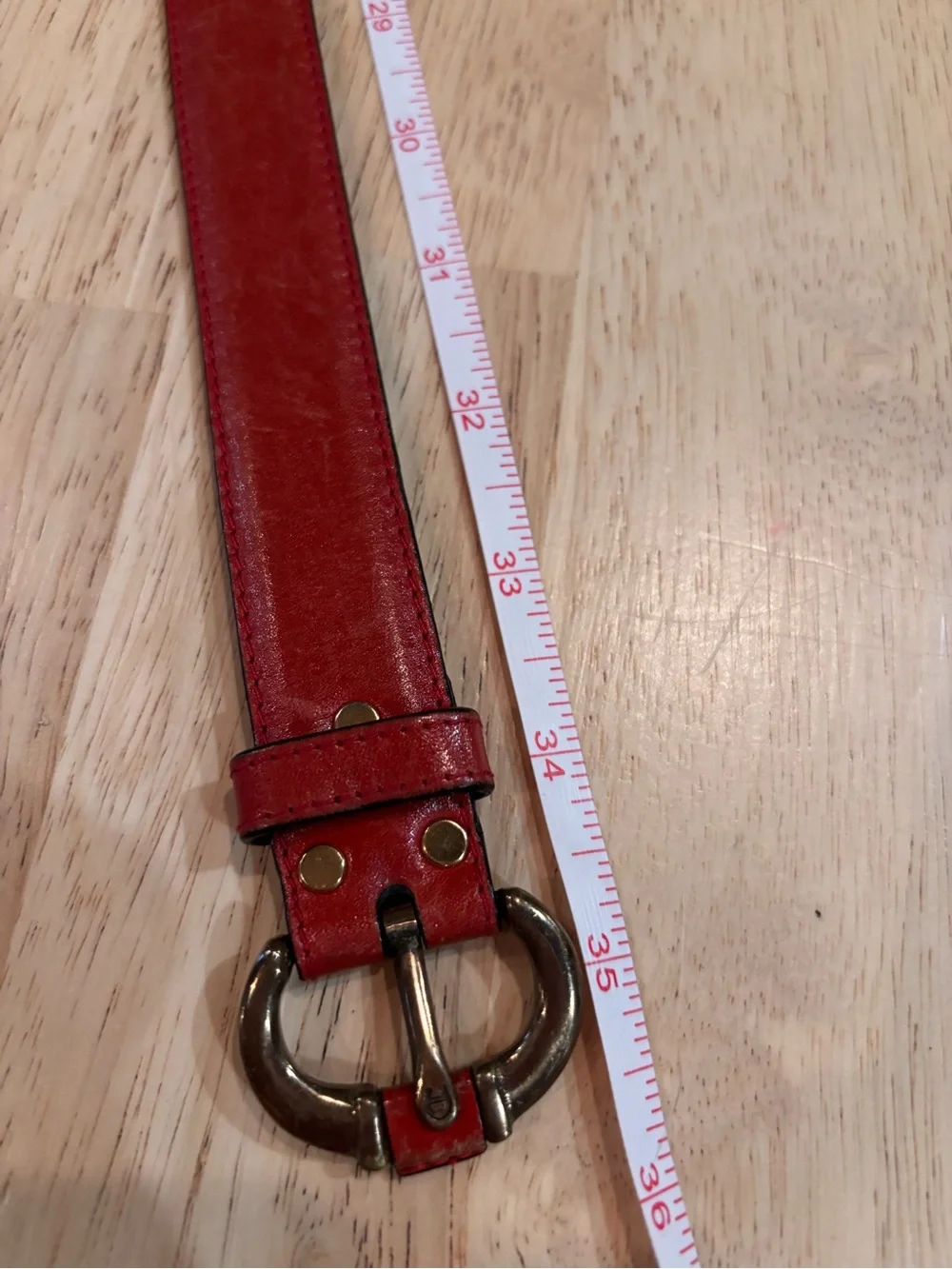Vintage Etienne Aigner Burgundy Leather Belt Horseshoe A Buckle